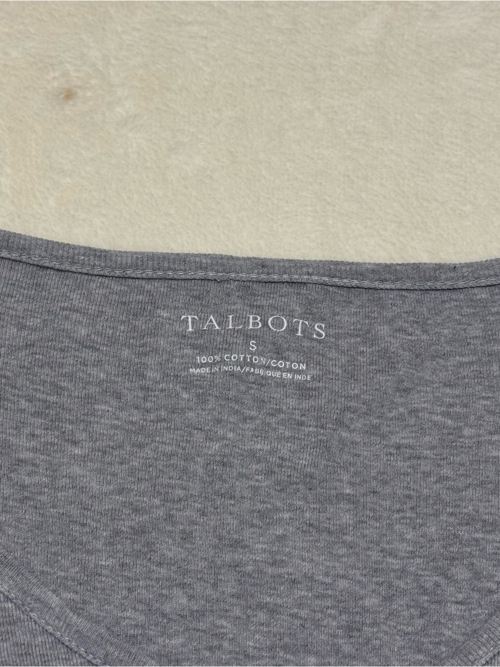 Talbots Women’s Heather Gray Henley Pajama Long Slv. Cotton Top Size Small - Picture 3 of 7